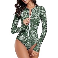 IKADEX Women Zipper One-Piece Athletic Swimsuit Color Block